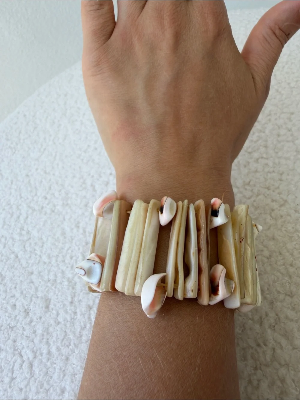 Vintage Mother of Pearl & Conch Shell Statement Cuff Bracelet